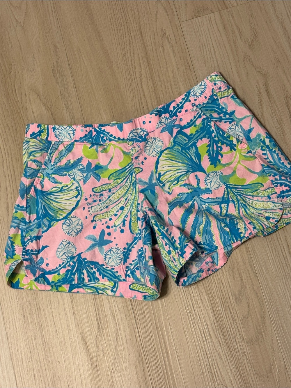 Lilly Pulitzer Ocean View Shorts pullon cotton elastic waist pockets coral reef